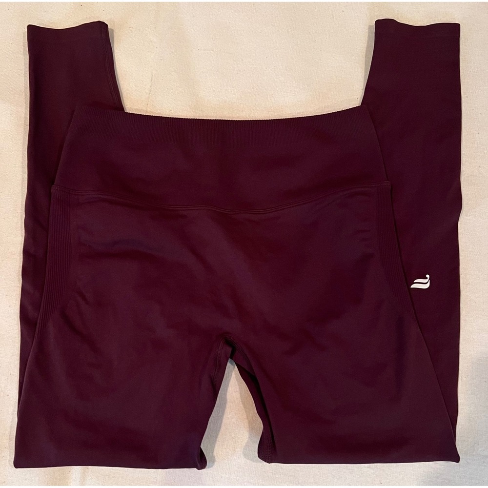 Fabletics Women's oxblood High Waisted Seamless Ribbed Waist Leggings Size S?